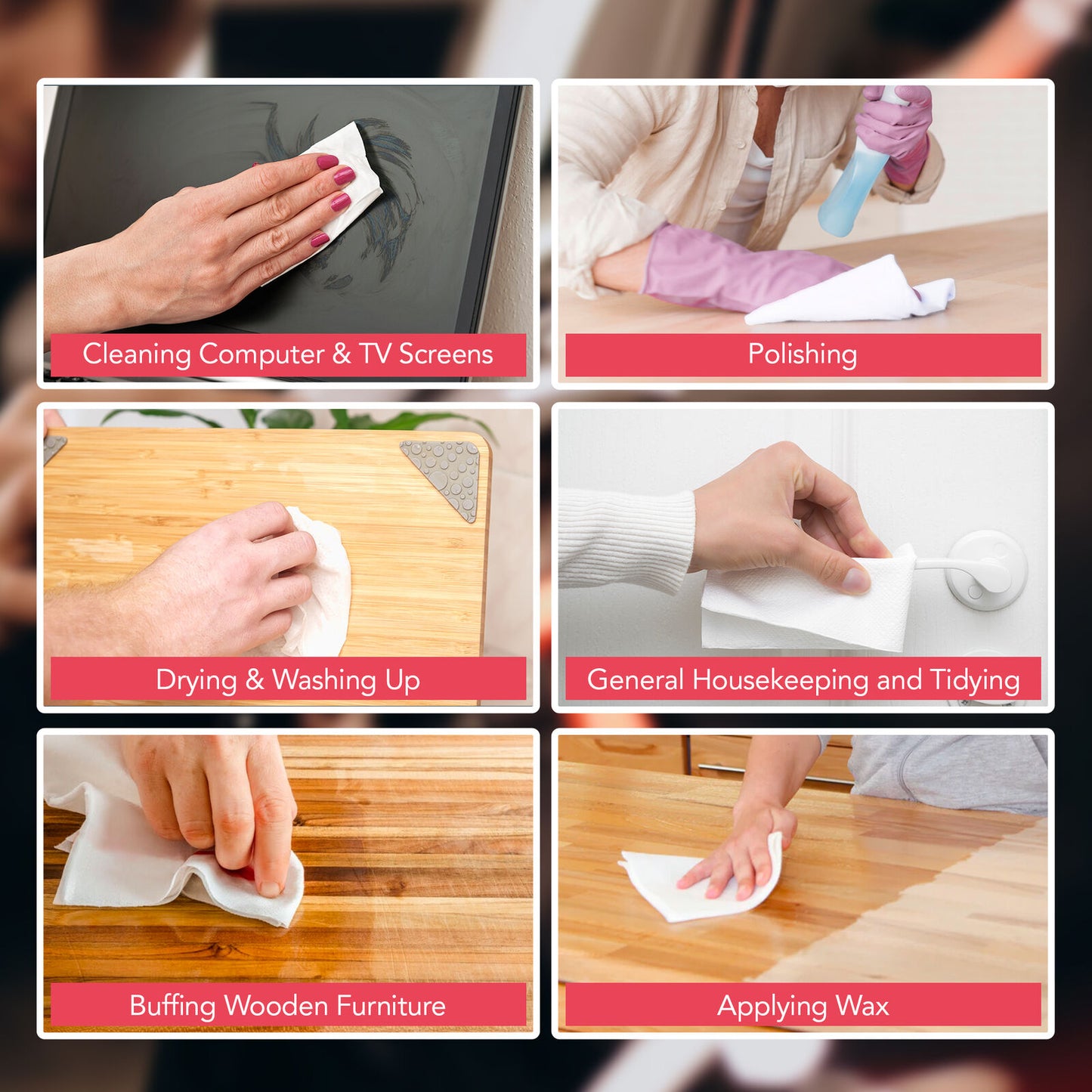 5-10 Lint Free Cloths 30x30cm | White Cleaning Polishing Oil Dye Wax Car Polish