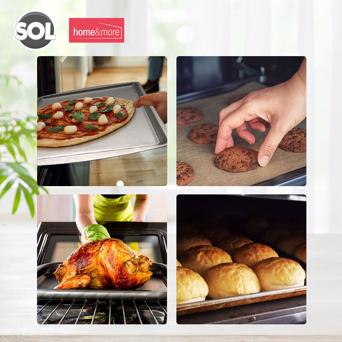 Oven Tray Set 38 x 25cm | Roasting Pan Baking Steel Sheet | 2 Pack