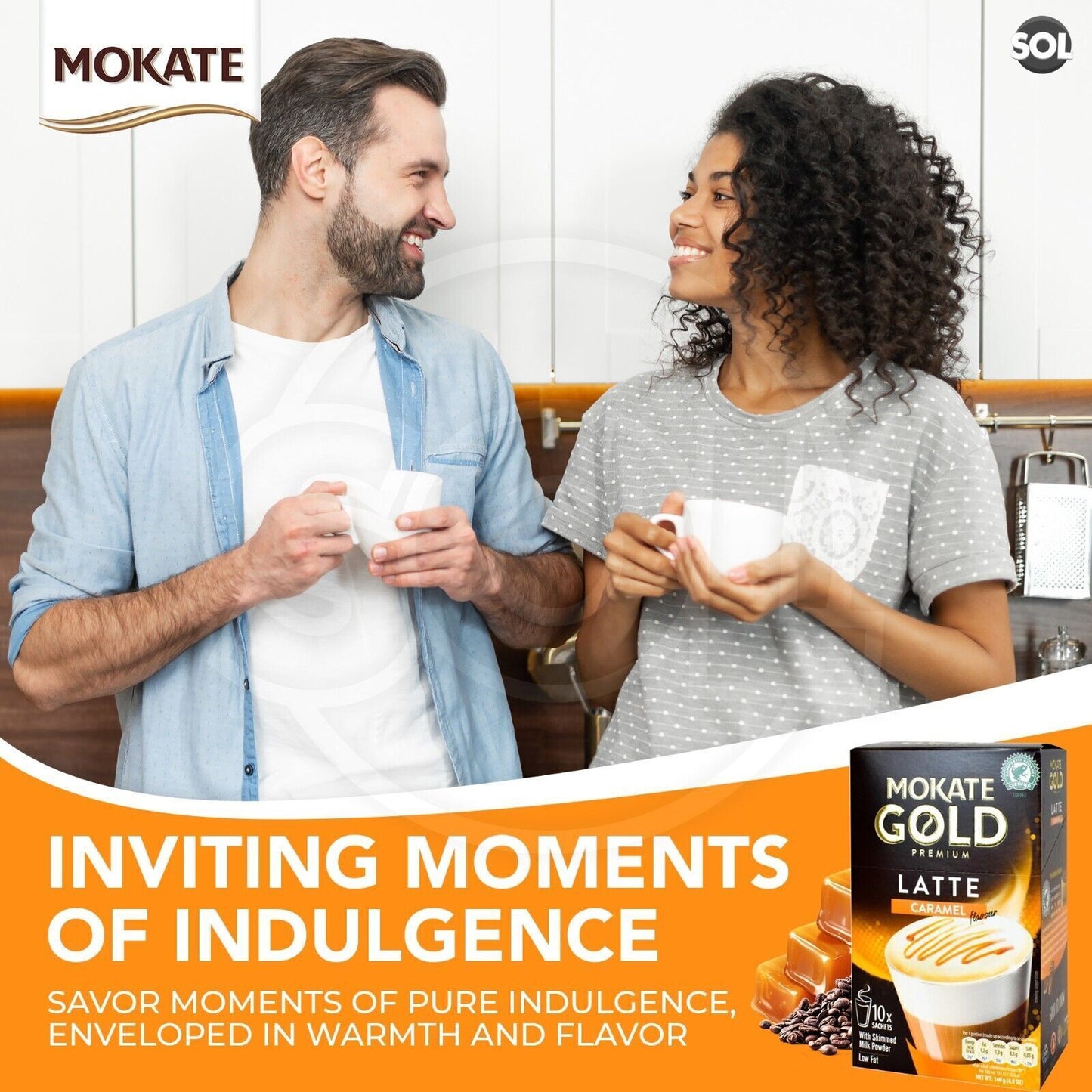 60-120 Mokate Gold Latte Coffee Sachets | Premium Caramel Classic Instant Sticks
