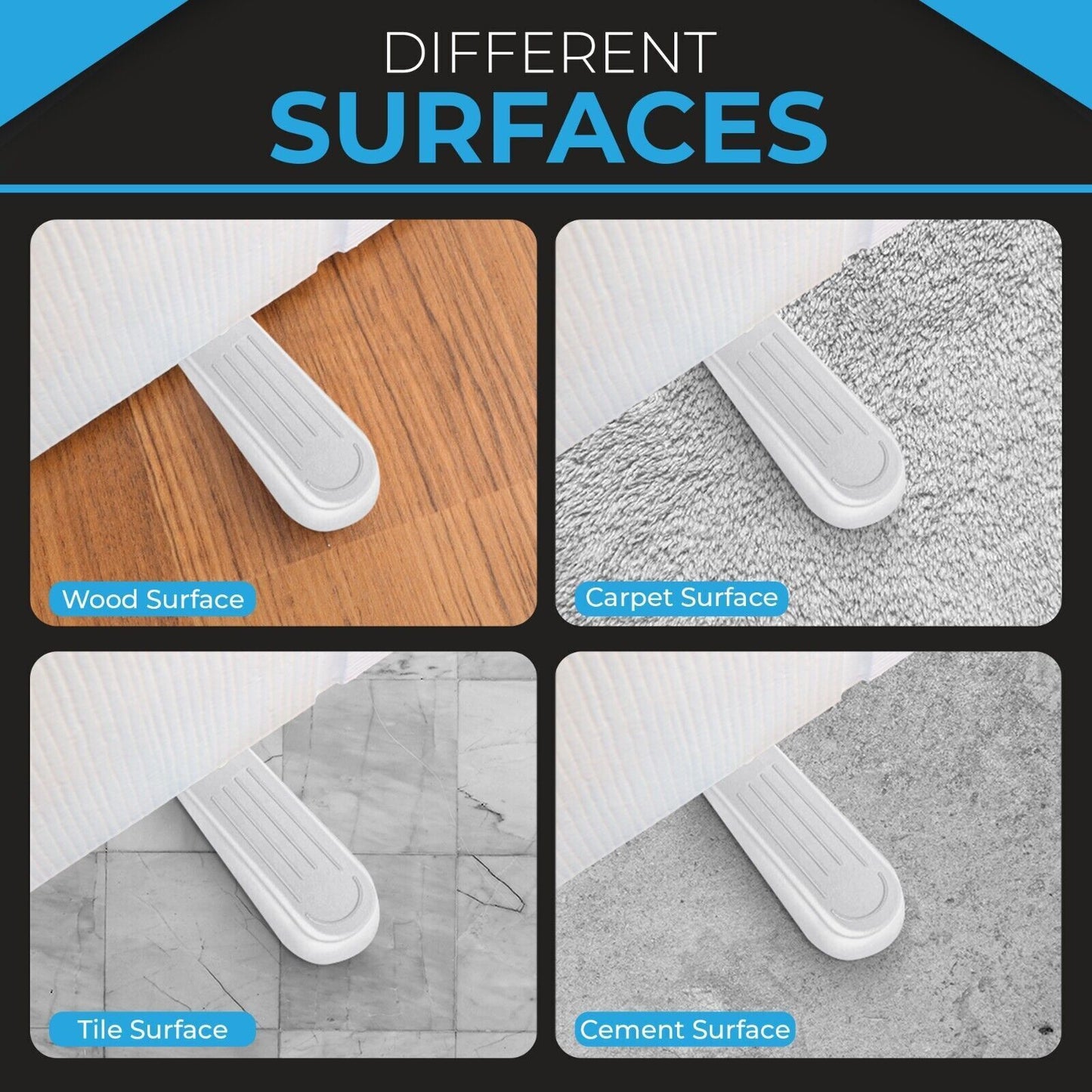 12pk White Rubber Door Wedges Stop | Heavy Duty Stoppers Home Office Jammer Jam