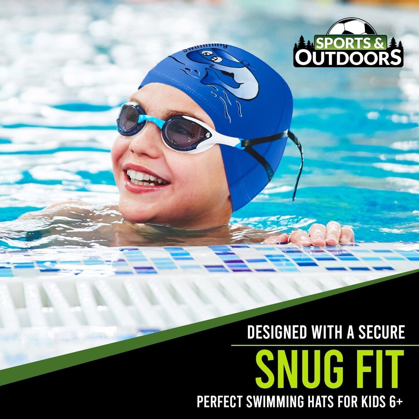 Kids Swimming Cap | Waterproof Fabric Swim Hat for Boys & Girls