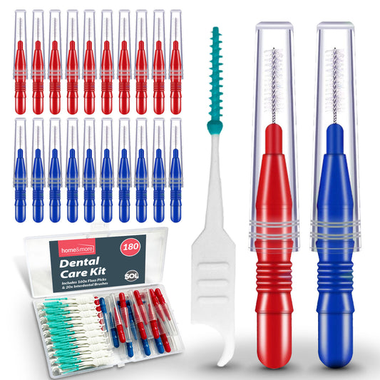 Interdental Brushes Blue & Red | Teeth Cleaning Picks | 180 Pack
