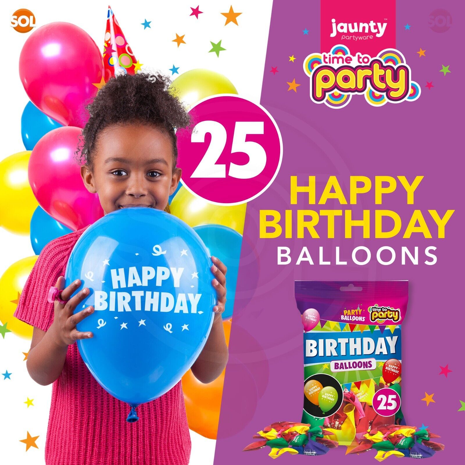 25-50 Happy Birthday Balloons 9 Inch Helium Quality Party Birthday Wedding Latex