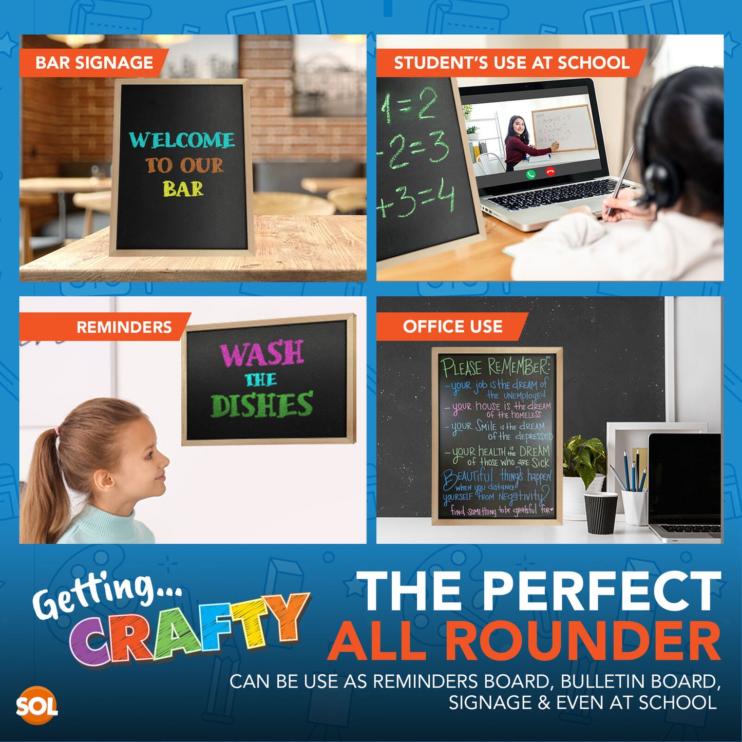 A4 Children's Chalkboard | Wooden Blackboard & Eraser