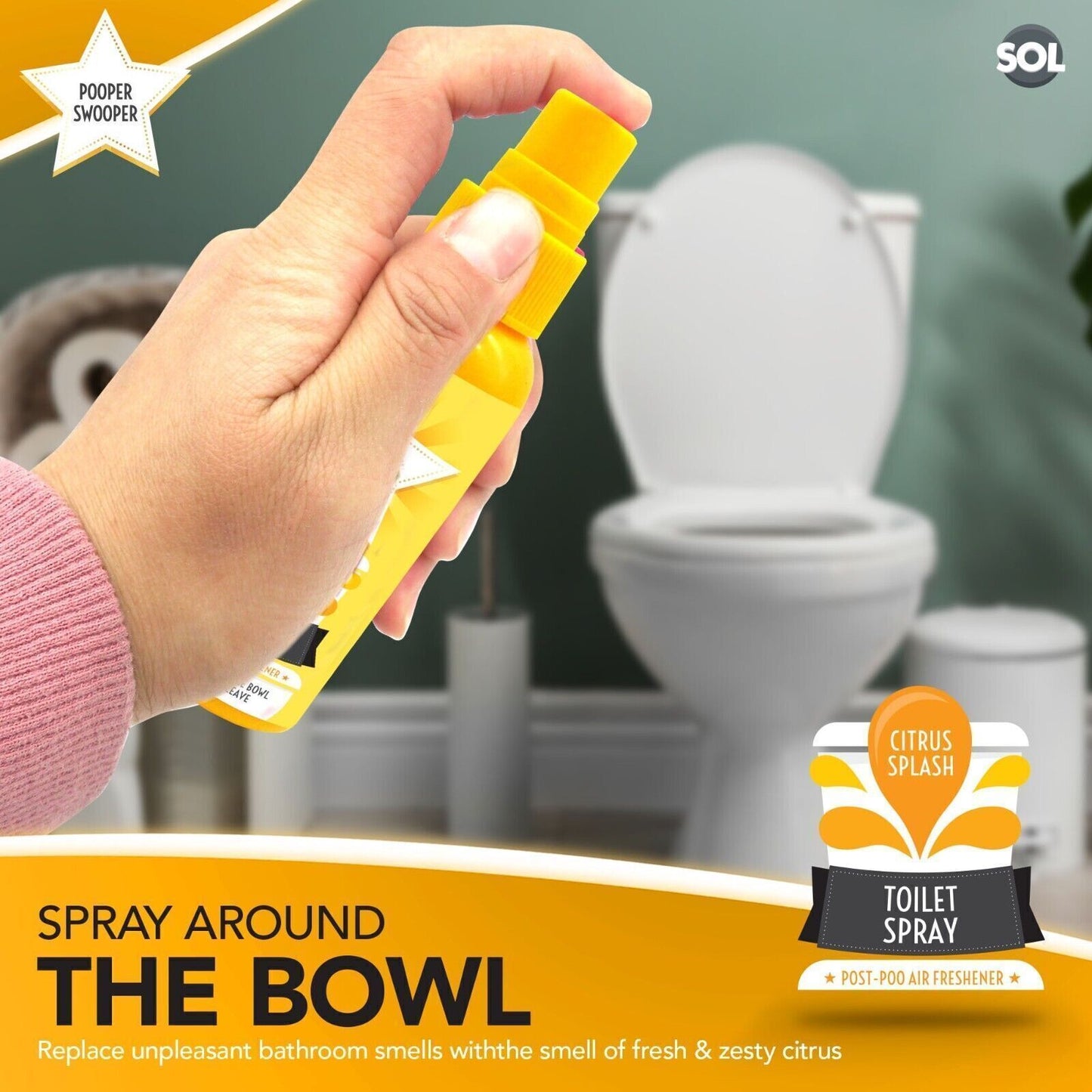 Pooper Star Toilet Spray | Citrus Fragrance Air Freshener | 6 Pack