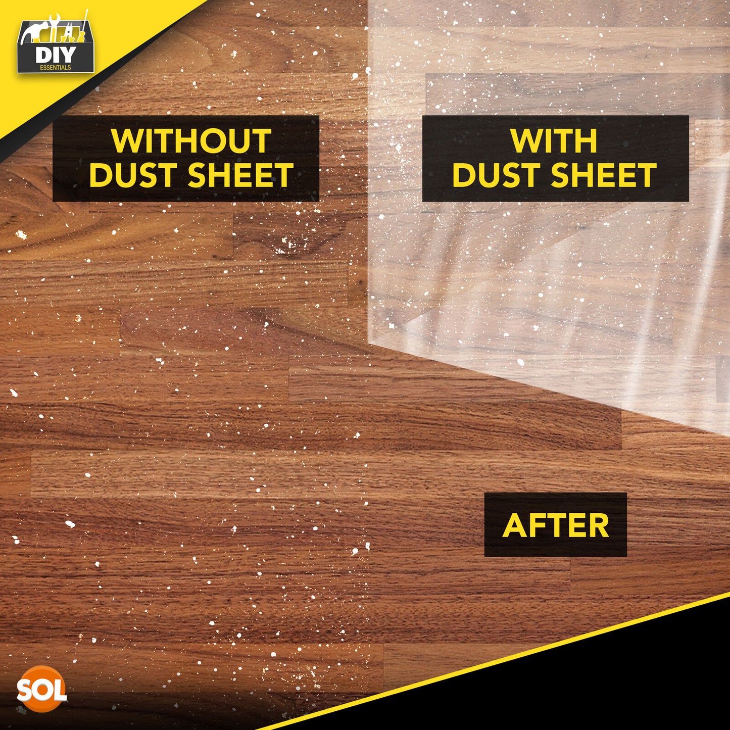 Large Dust Sheets 3.6M | Clear Plastic Polythene Decorating Covers | 4 Pack