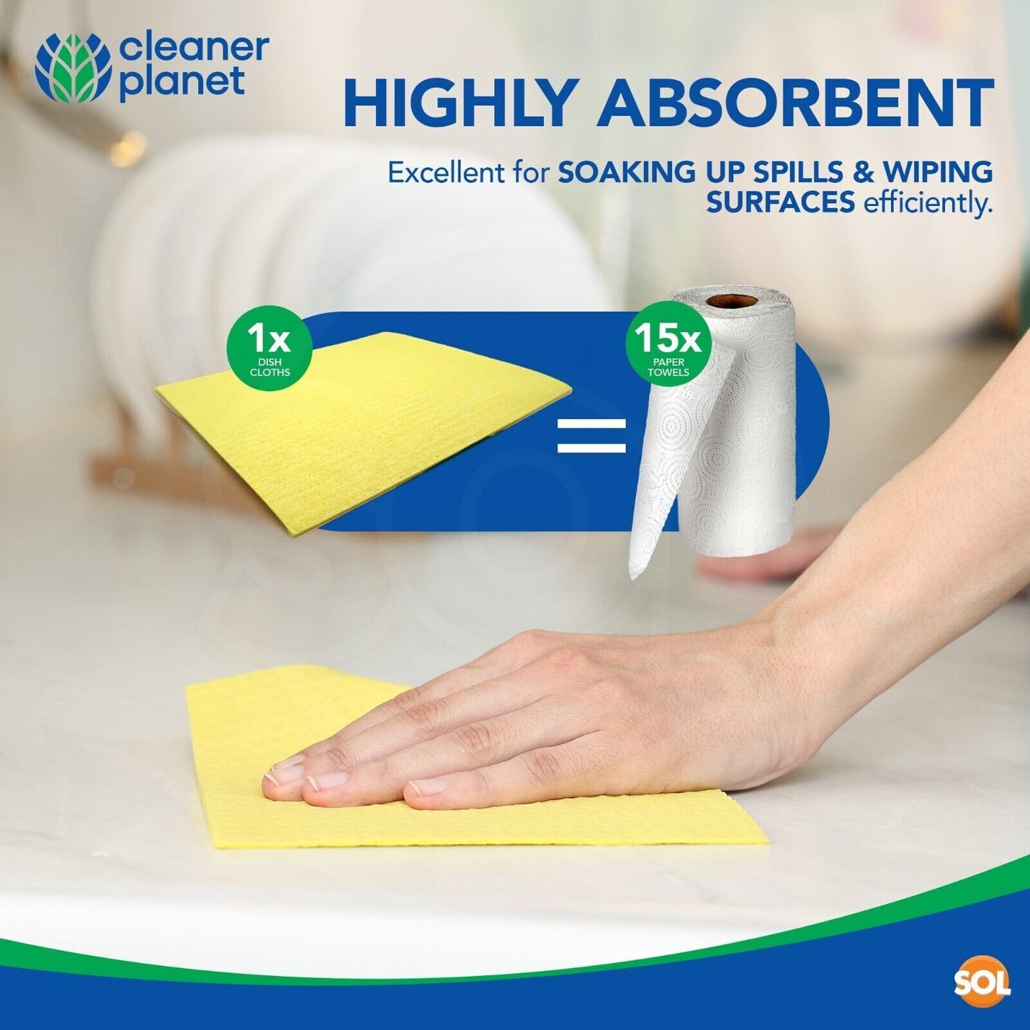 Sponge Cloths Absorbent Cellulose Kitchen Cleaning | 8 Pack