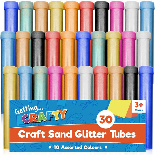 Coloured Craft Sand & Glitter Set 30 Pot Tubes Assorted