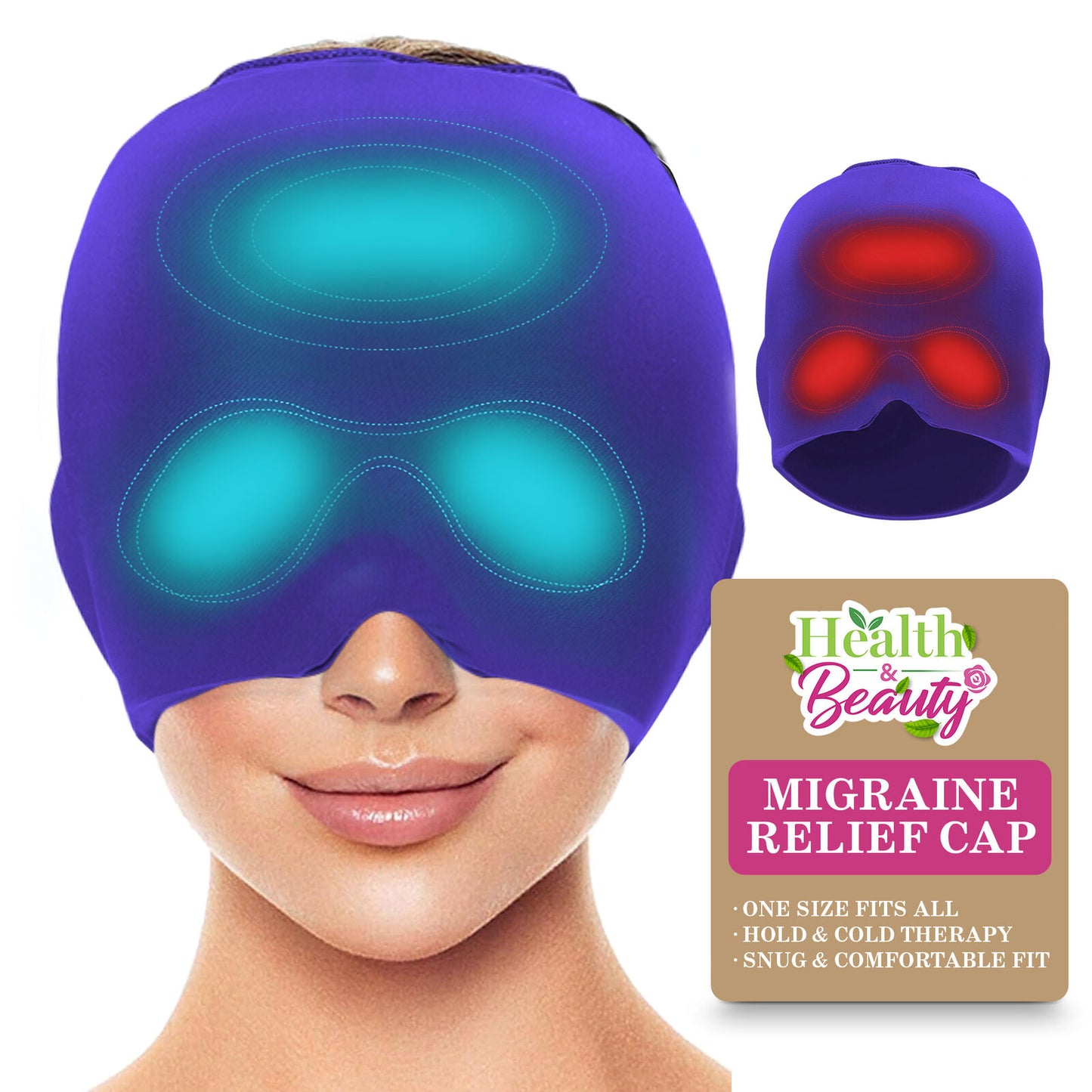 Tension Headache Migraine Relief Cap | Ice & Heat Therapy Hat Mask