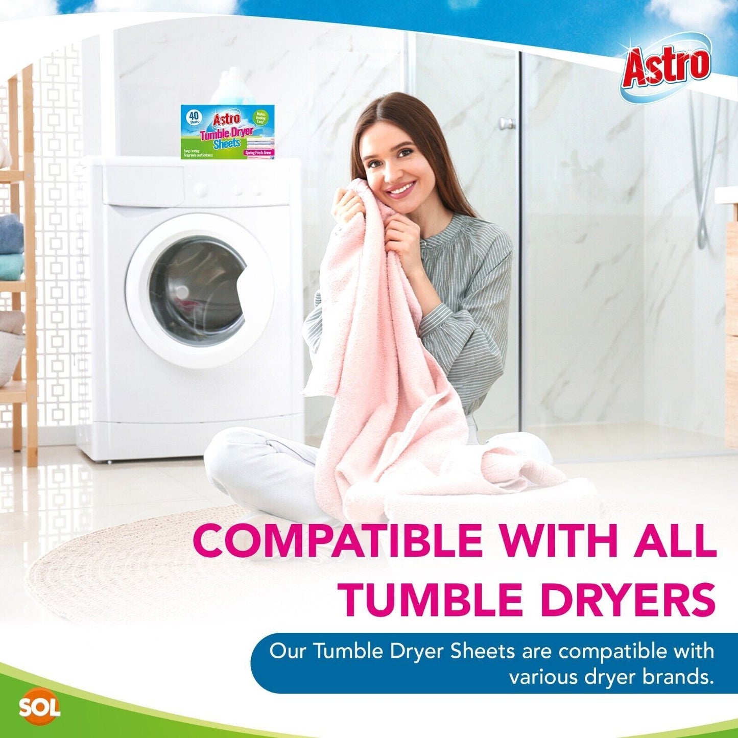 Tumble Dryer Sheets | Fresh Linen Scent | Fabric Softener | 80 Pack