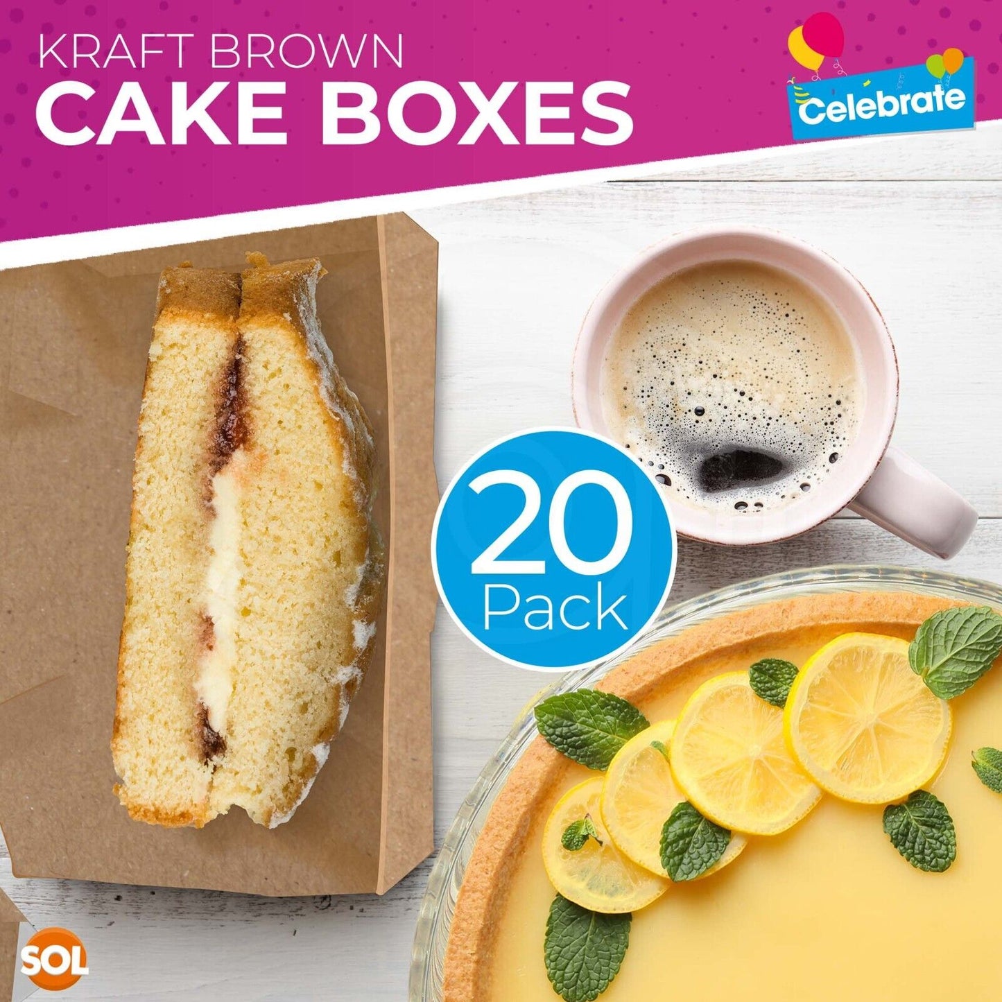 Brown Kraft Single Cake Slice Boxes | 20 Pack