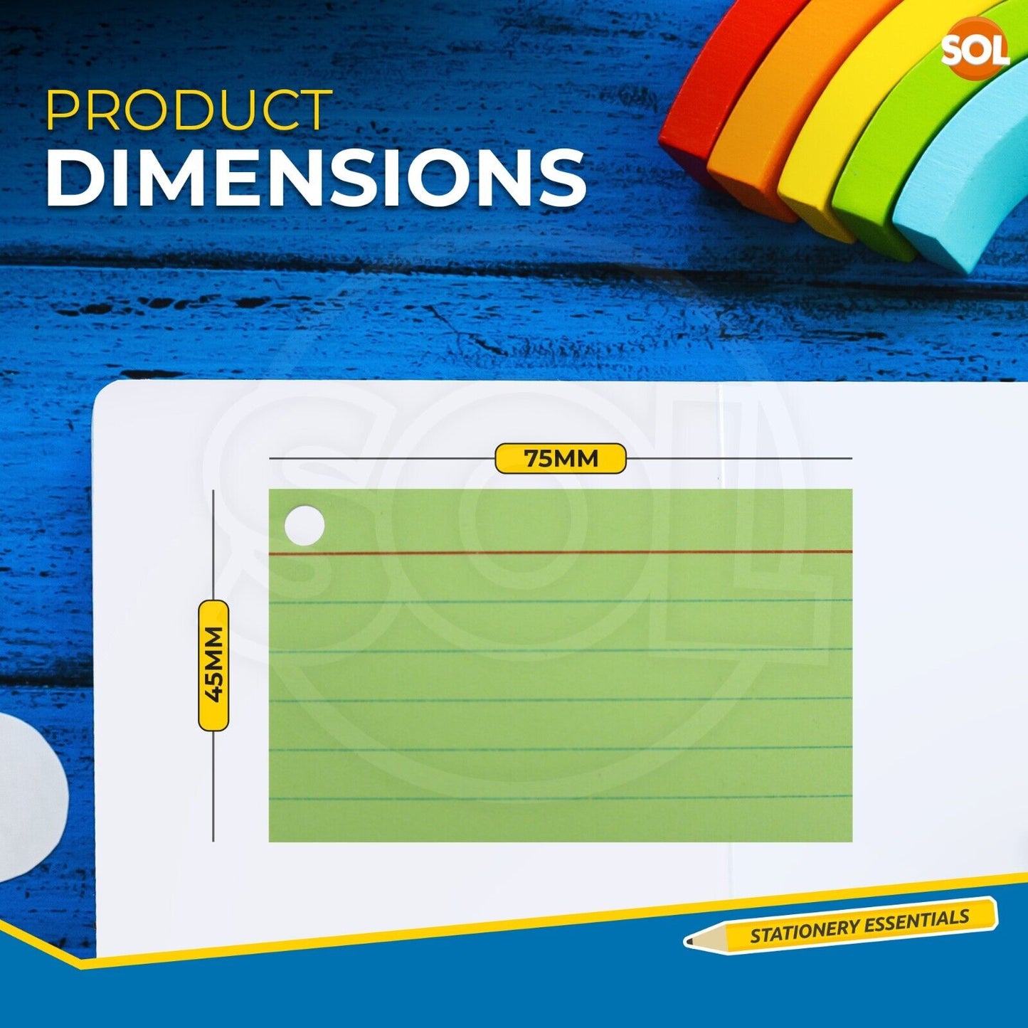 Revision Cards with Rings | Blank Coloured Lined Flash Cards | 500 Pack