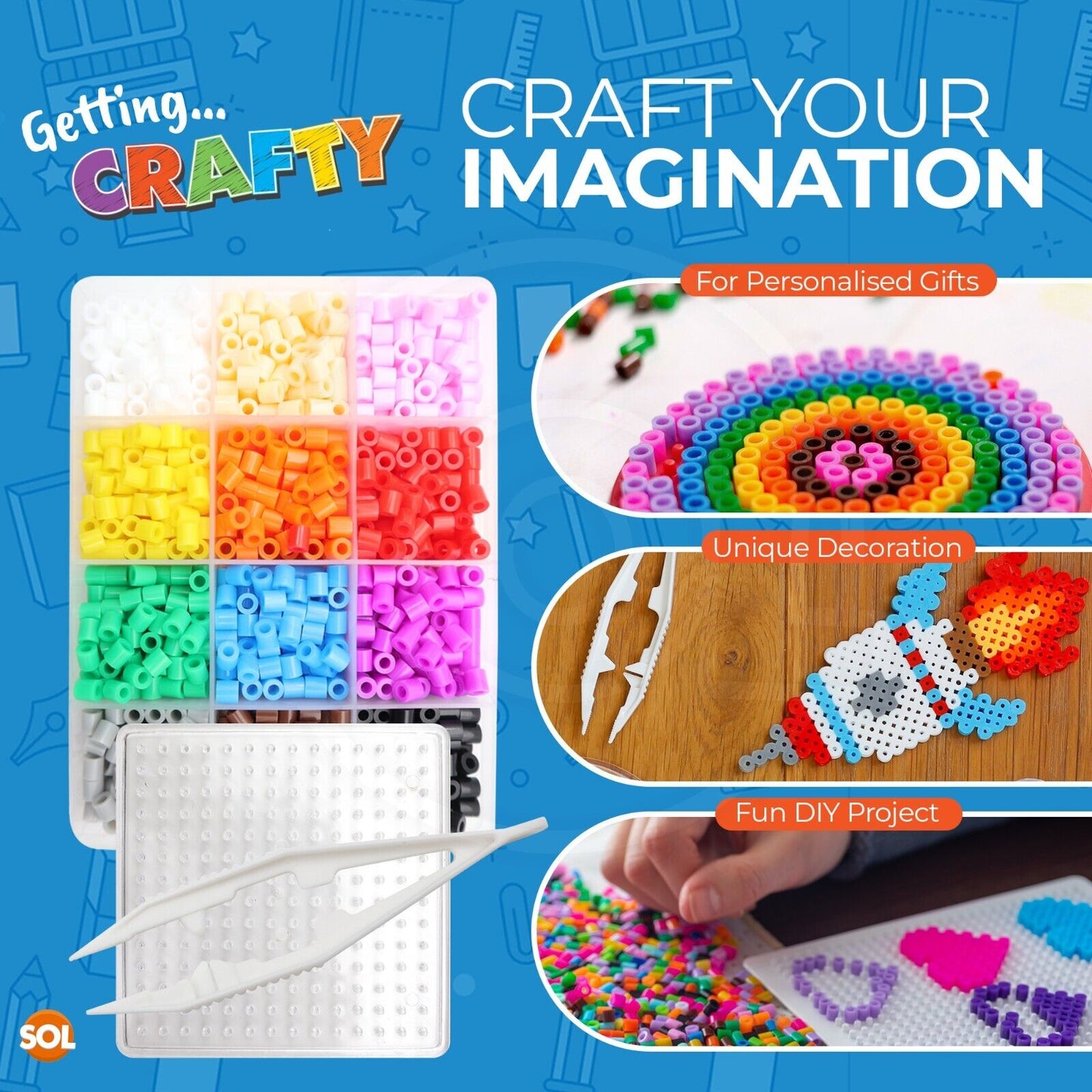 1200 Water Fuse Beads Kit with Pegboards | Assorted Colours Kids DIY Toy Gift