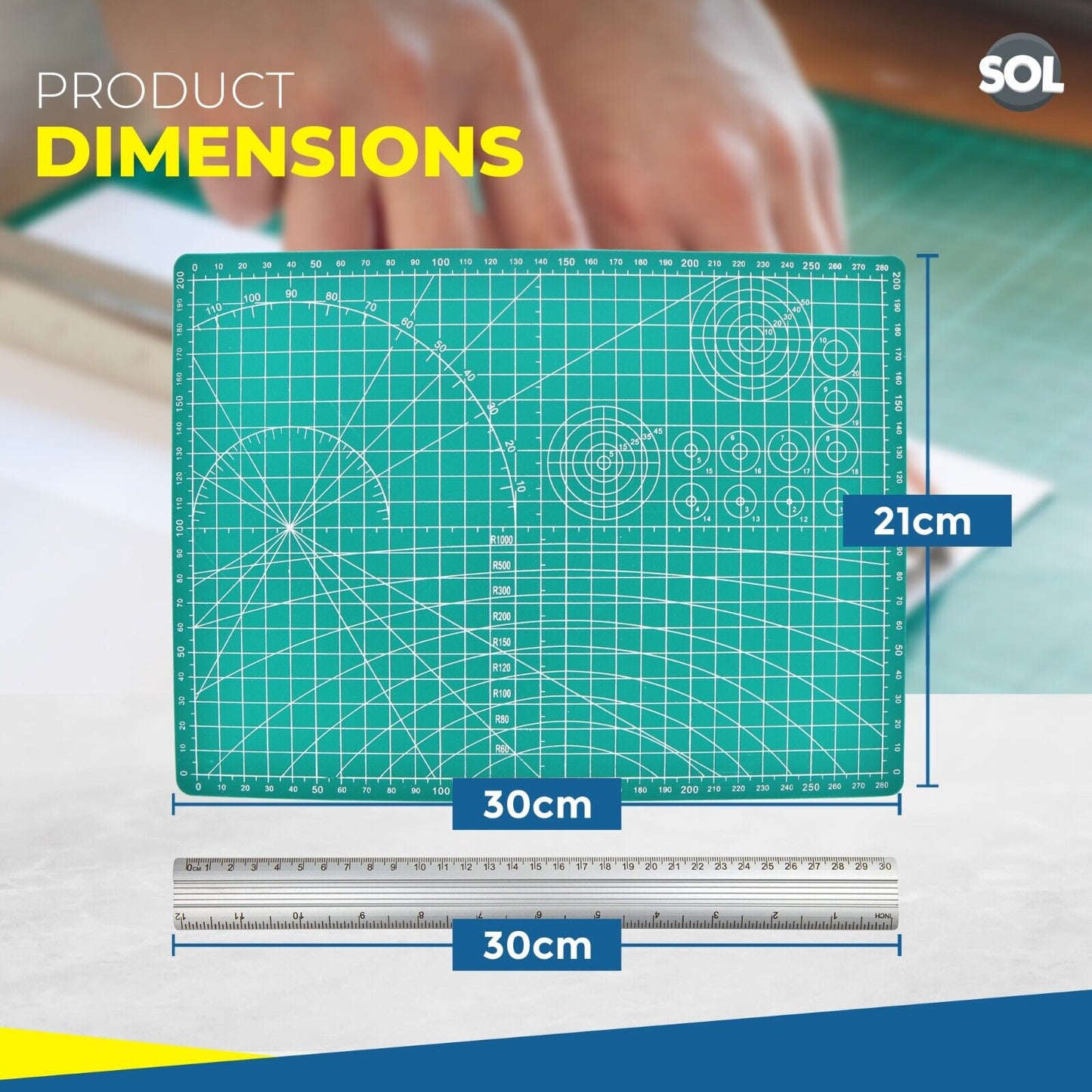 A4 Cutting Mat with 30cm Ruler | Self Healing Craft Set