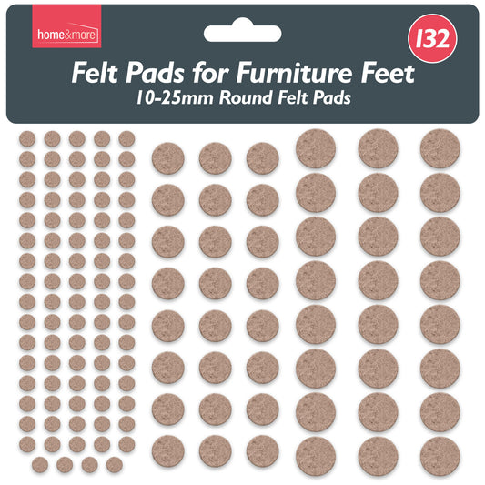 Felt Pads | Beige Self Adhesive Furniture Floor Scratch Protectors | 132 Pack
