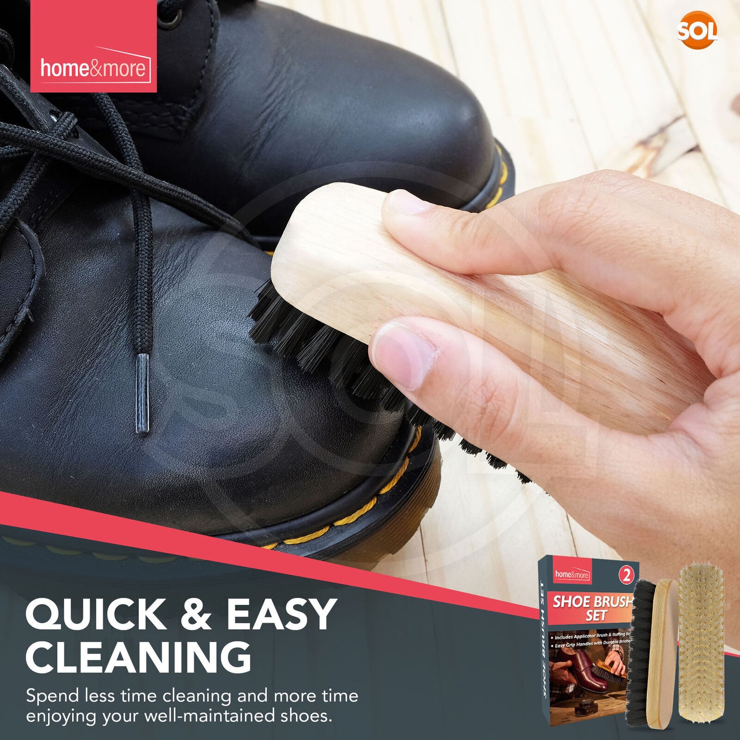 Shoe Brush Set | Leather Shoe Polish Brushes for Black & Brown Shoes | 2 Pack