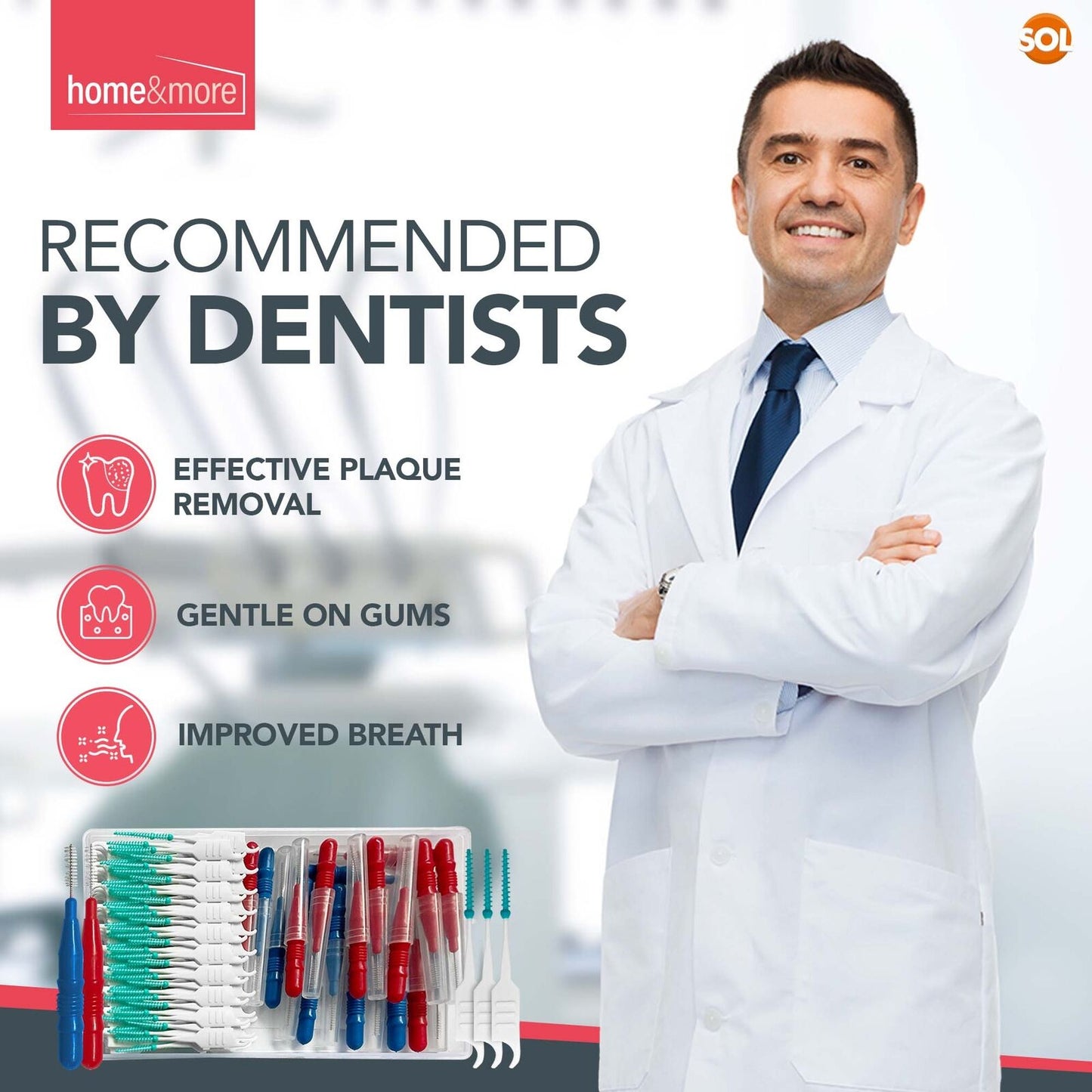 Interdental Brushes Blue & Red | Teeth Cleaning Picks | 180 Pack