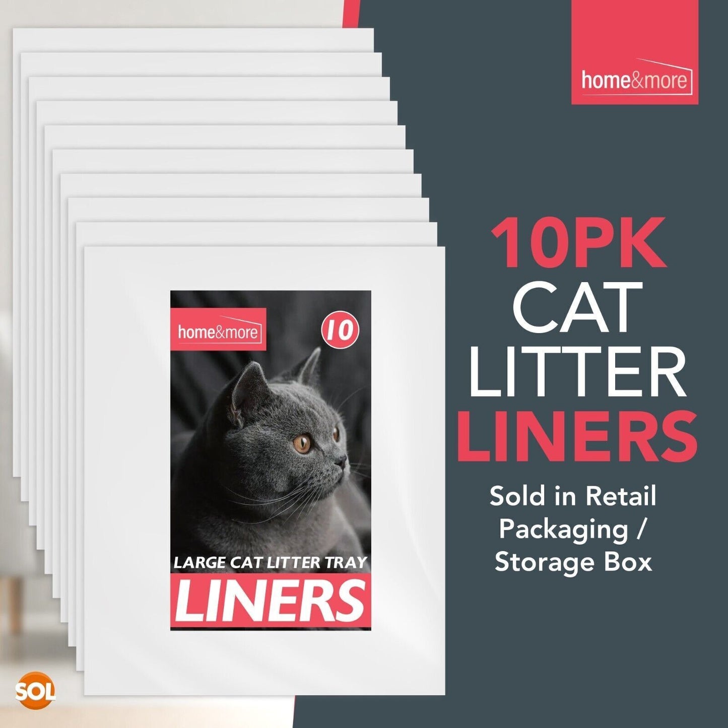 Extra Large Cat Litter Tray Liners 56x70cm | Disposable Bags | 10 Pack