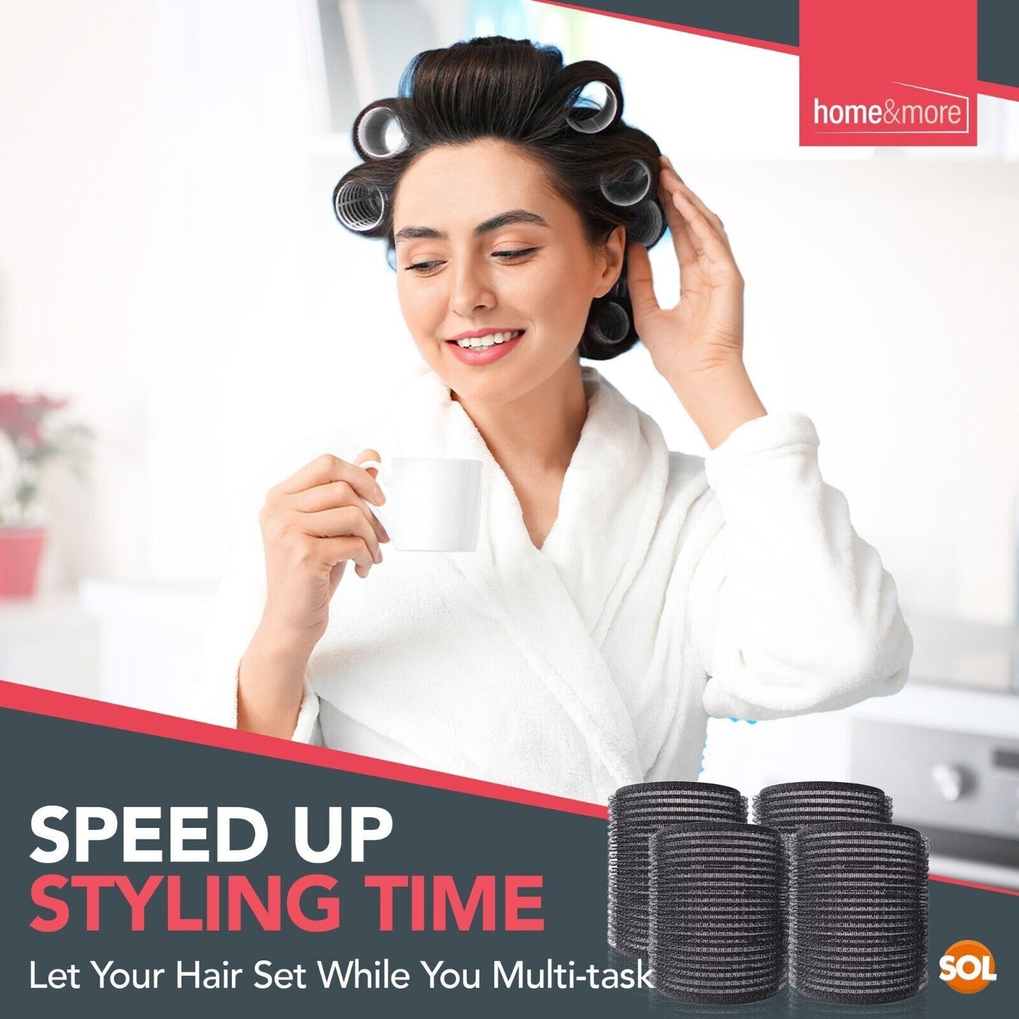 Heatless Hair Rollers Black | Self Grip Curlers for Bouncy Waves | 4 Pack