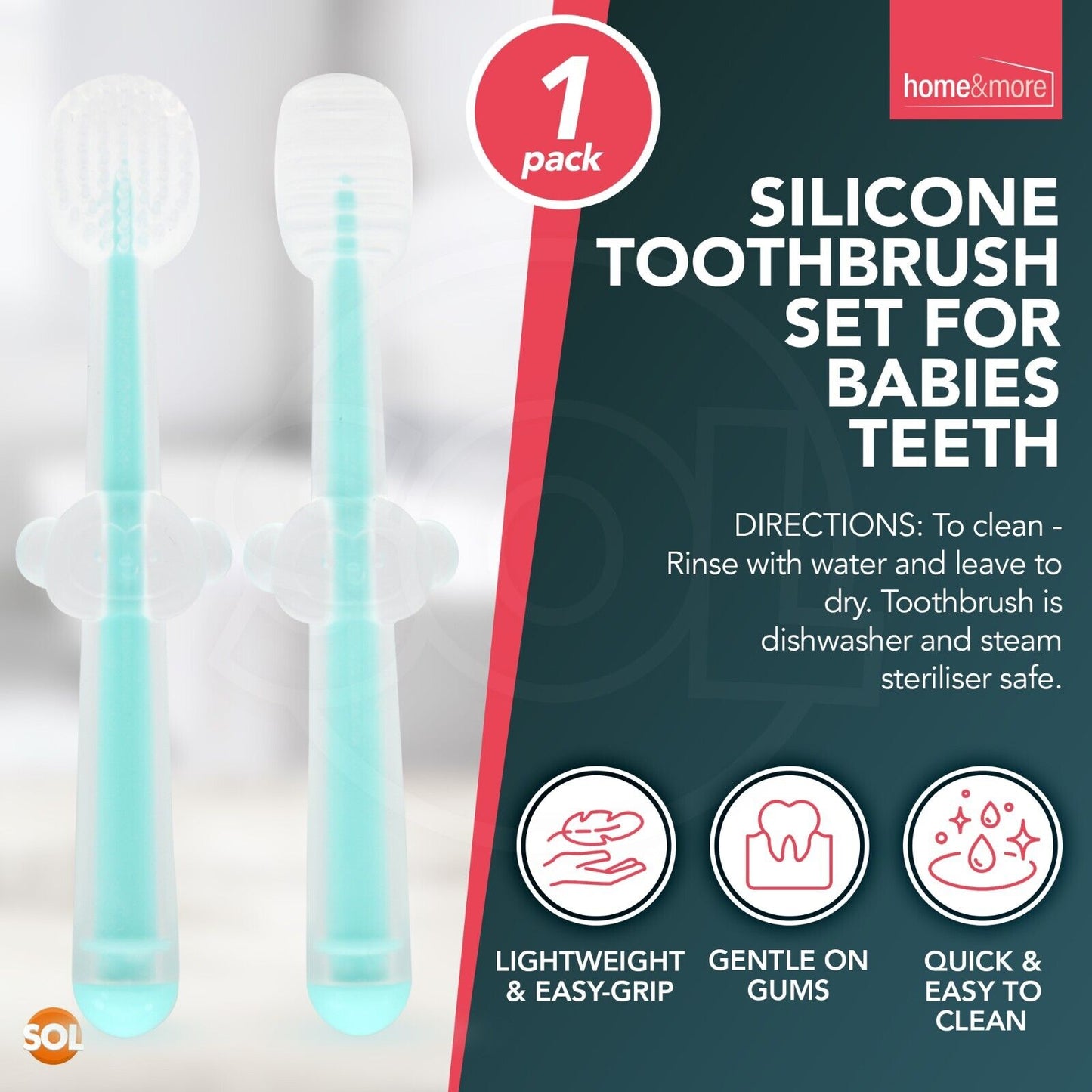 Silicone Baby Toothbrush & Teether Soft Chewable Brush | 2 Pack
