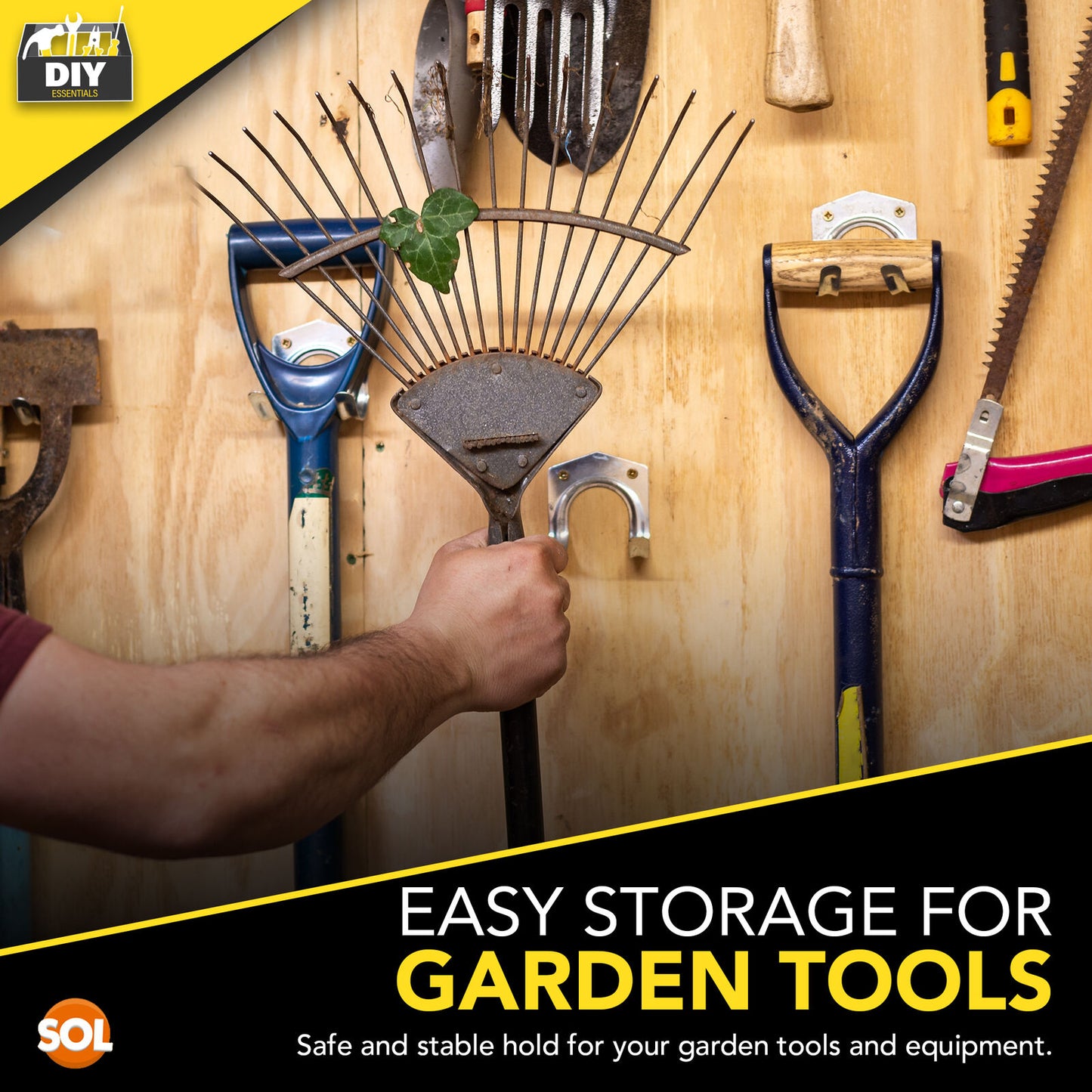 Tool Hooks & Screws Garage Garden Bike Storage | 15 Pack