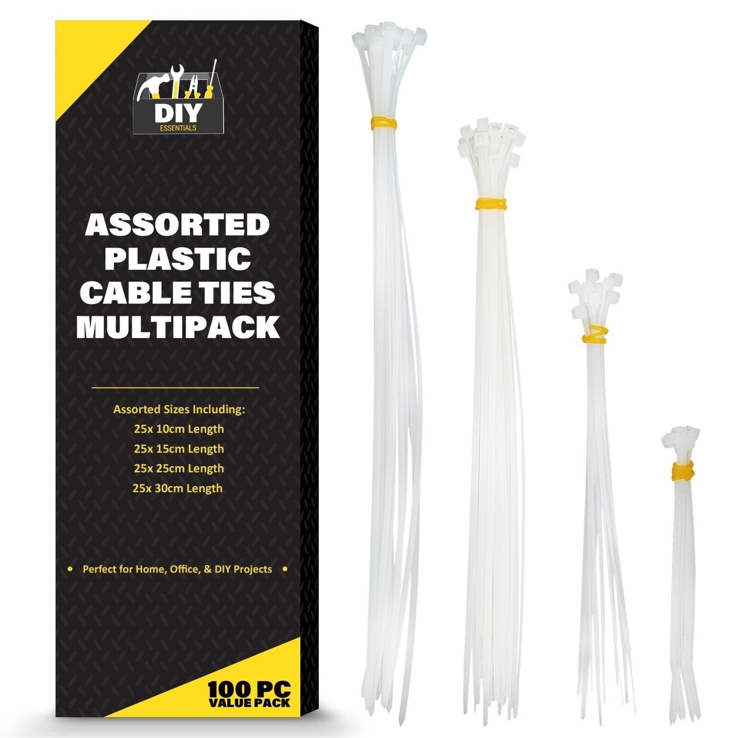 Cable Ties White Mixed Sizes | 100 Pack