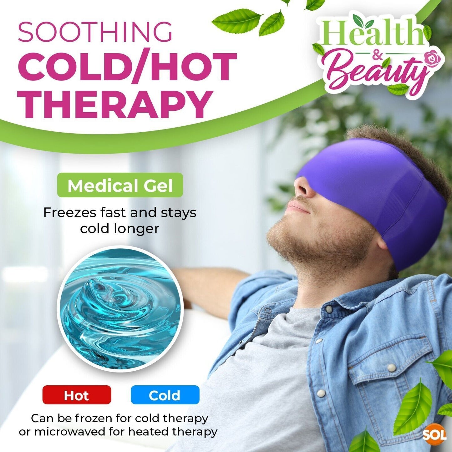 Tension Headache Migraine Relief Cap | Ice & Heat Therapy Hat Mask