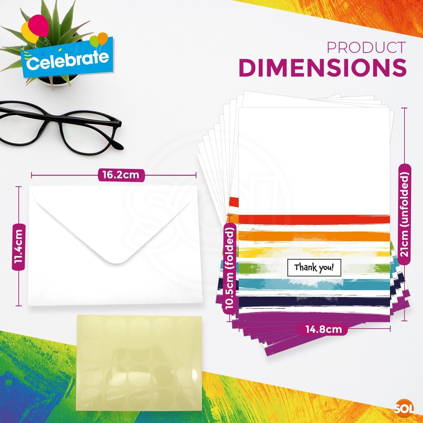 Thank You Cards Multi Pack A6 Notes with Envelopes | 18 Pack