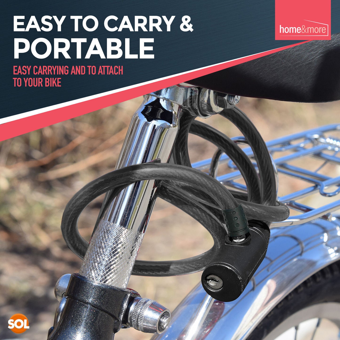 Bike Lock Cable with Keys 650mm | Steel Bicycle Security | 2 Pack