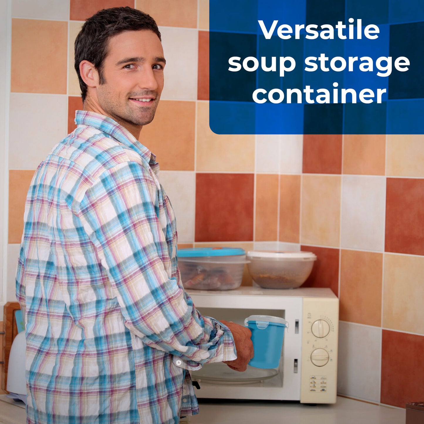 Microwave Soup Mug 700ml Airtight Clip Lock | 4 Pack