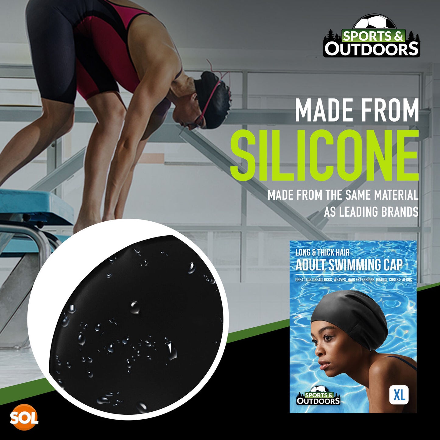 Extra Large Swimming Cap 29cm | Waterproof Silicone for Long Hair Women