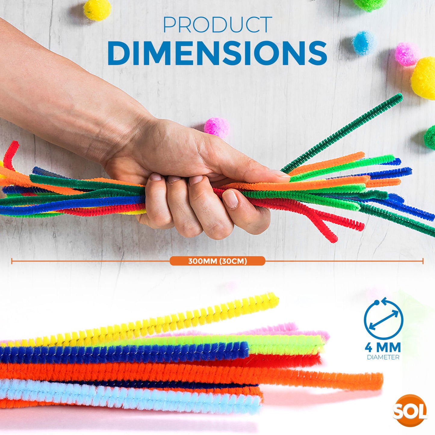 Pipe Cleaners 30cm Multicolour | Chenille Stems for Crafts | 120 pack