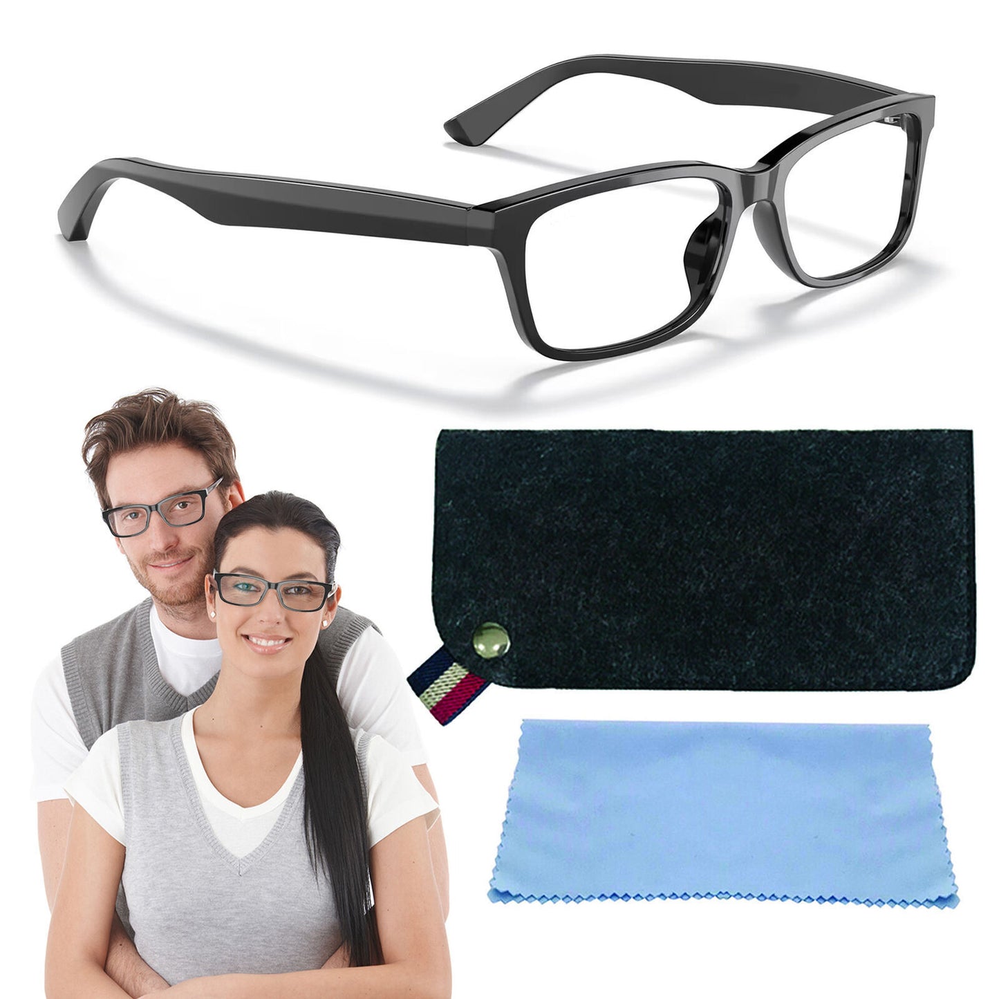 Thin Reading Glasses +1 to +3.5 | Unisex with Case & Cloth