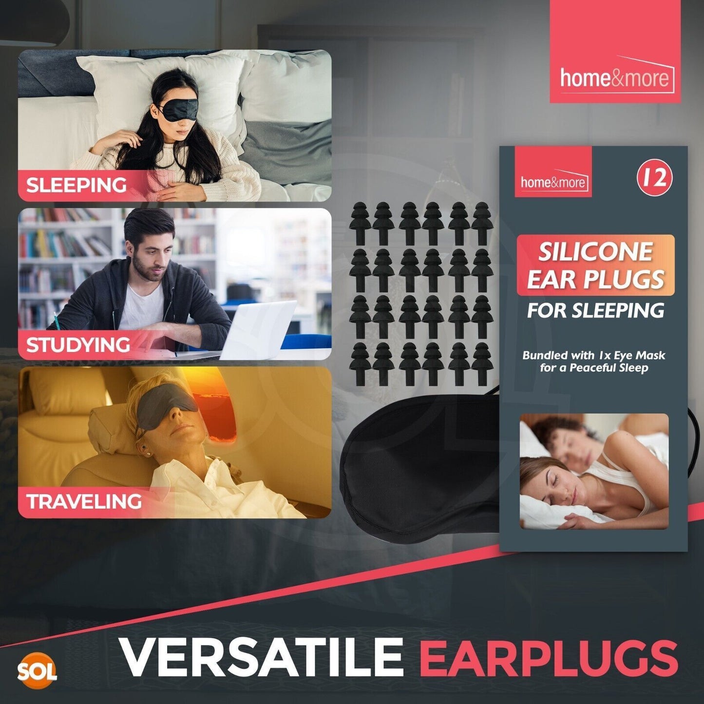 Soft Silicone Ear Plugs Sleep Reusable Swimming Anti Noise | 12 Pack