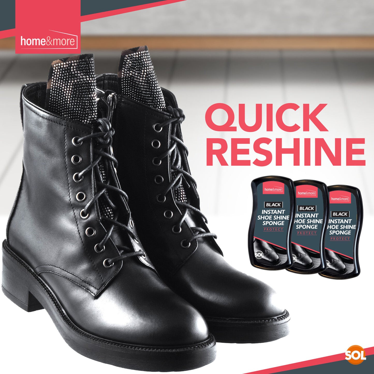 Instant Shoe Shine Sponge Black Leather Boot Polish | 3 Pack