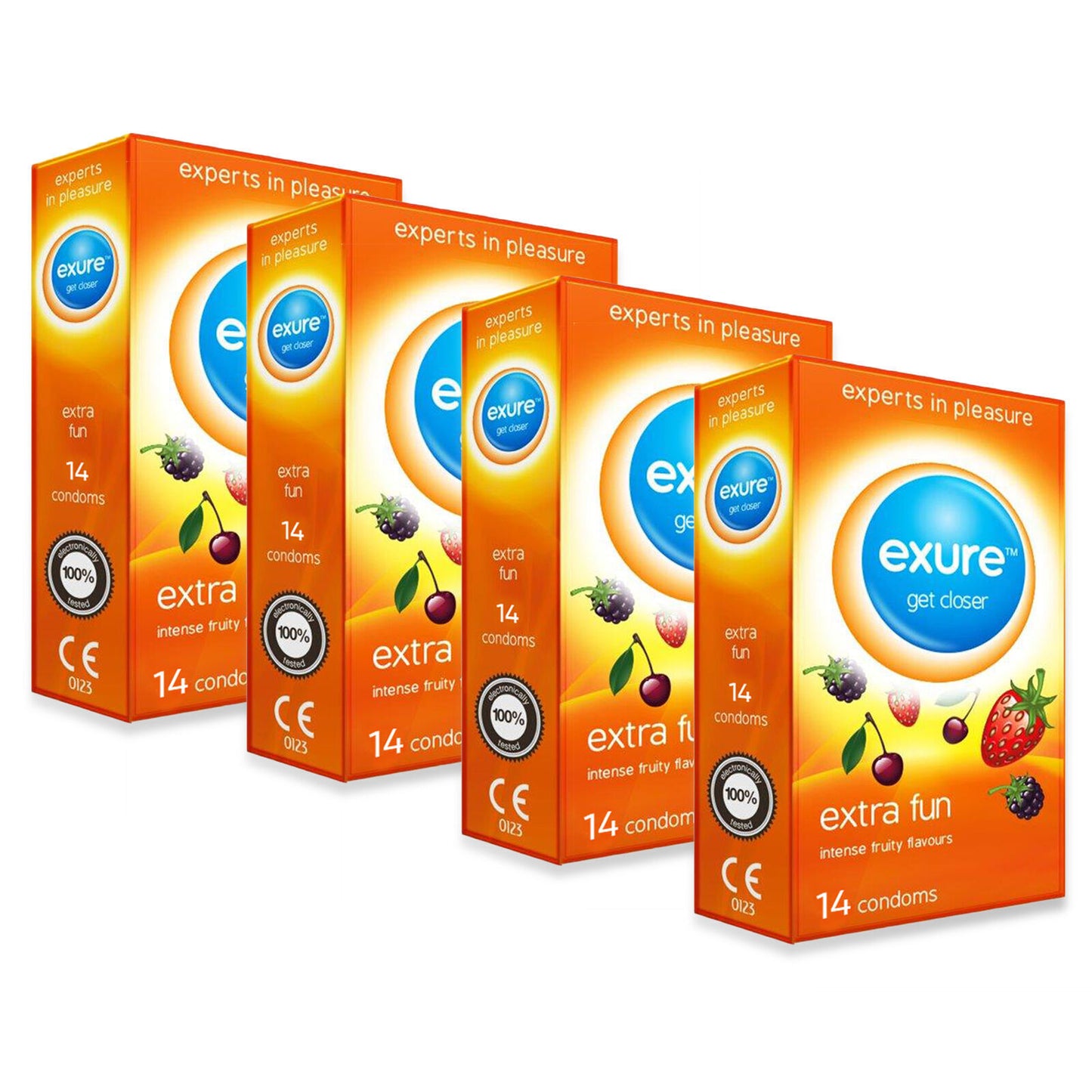 14-140pk Condoms Ribbed Natural Flavoured EXURE Safe Pleasure Discreet Packaging