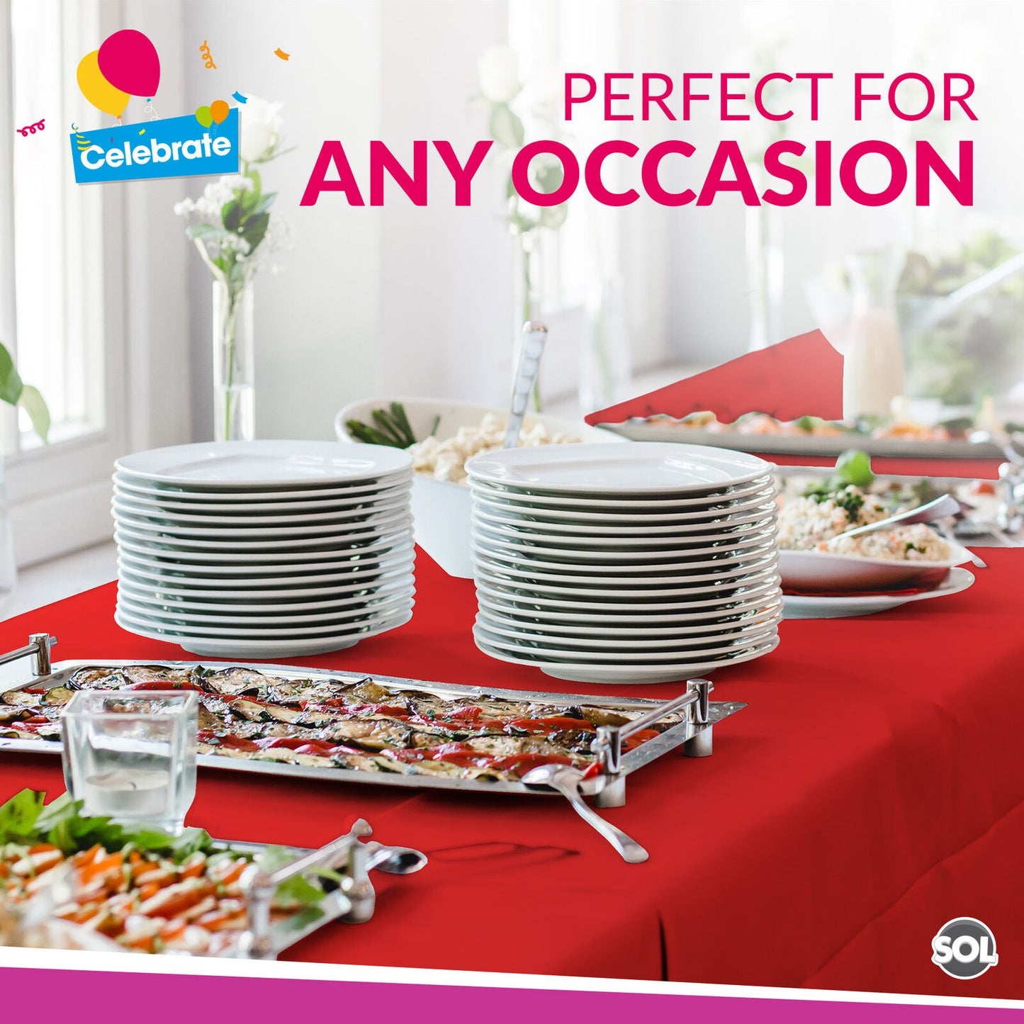 Plastic Table Cloth Covers Rectangular | Party Tableware | 2 Pack