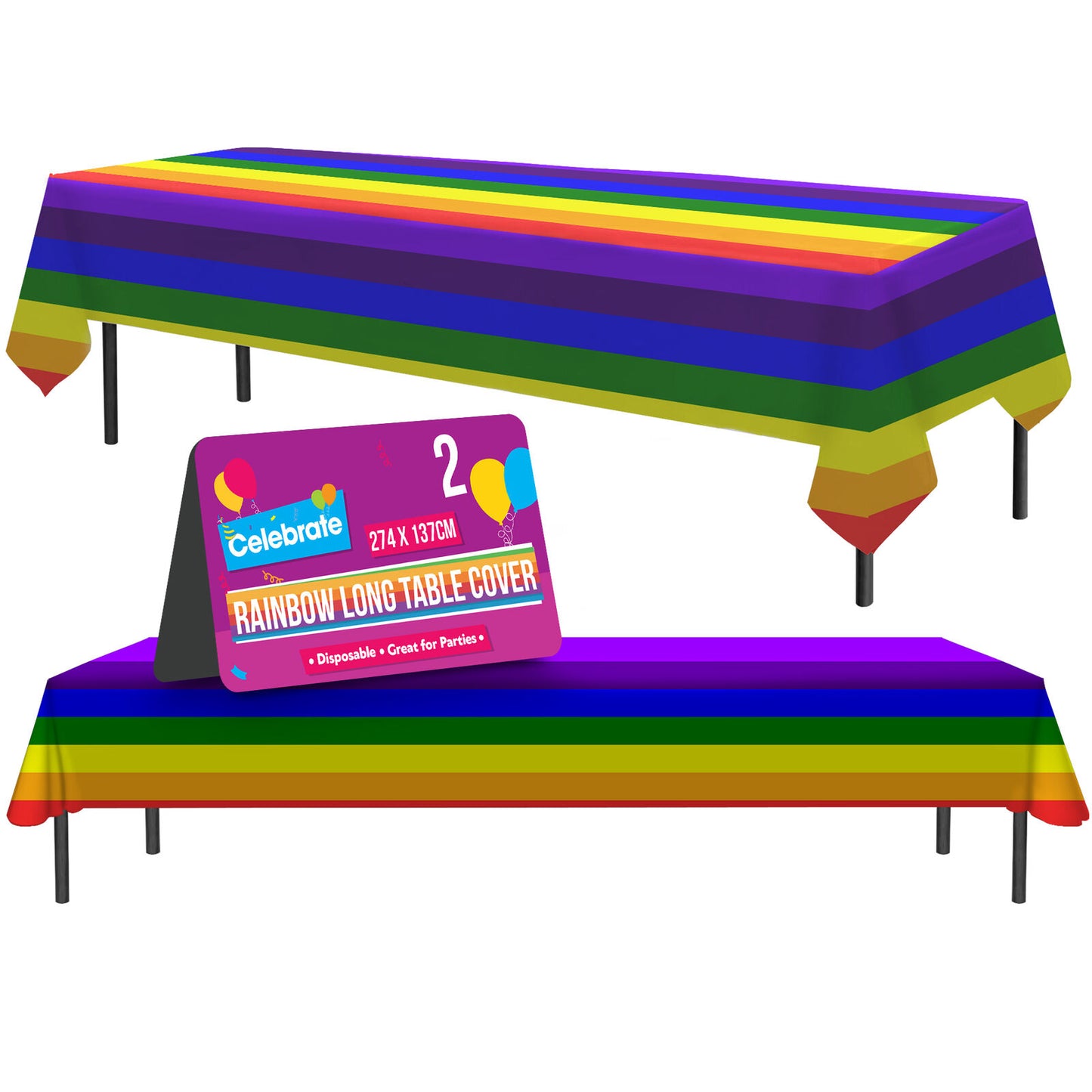 Plastic Table Cloth Covers Rectangular | Party Tableware | 2 Pack