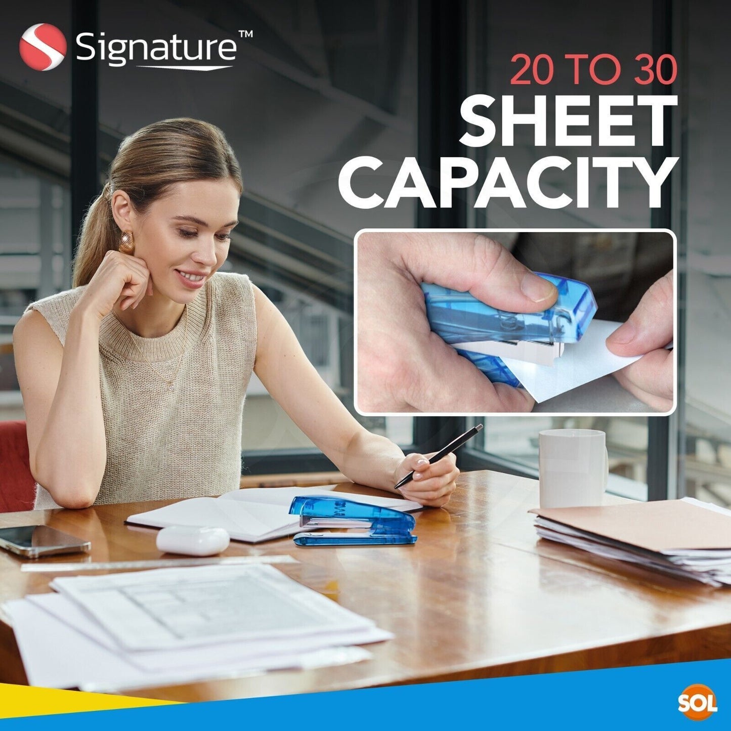 Stapler and Staples 500pk For Desktop Set Office Desk School Home Stationery