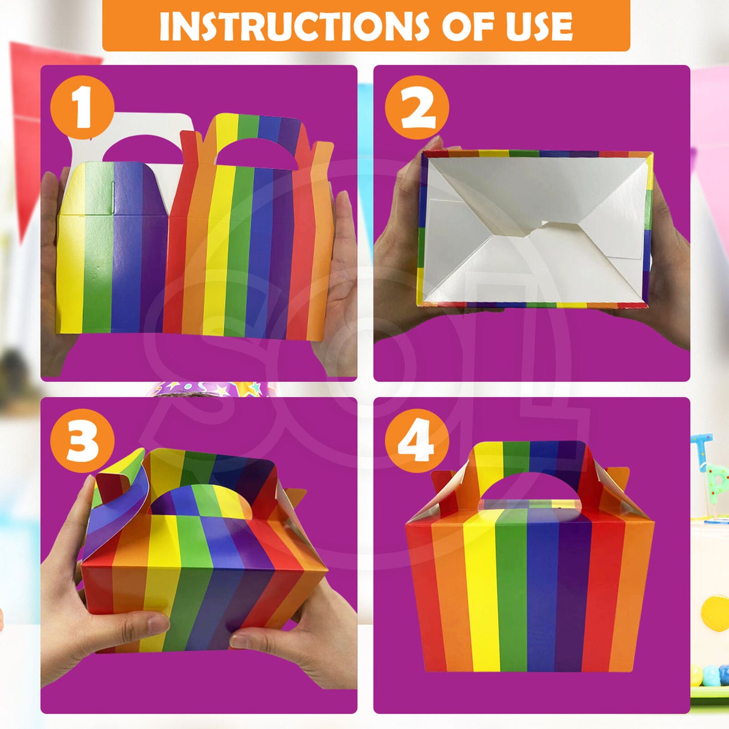 Rainbow Party Boxes | Large Kids Food Lunch Meal | Birthday Loot Gift Bag 20 Pack