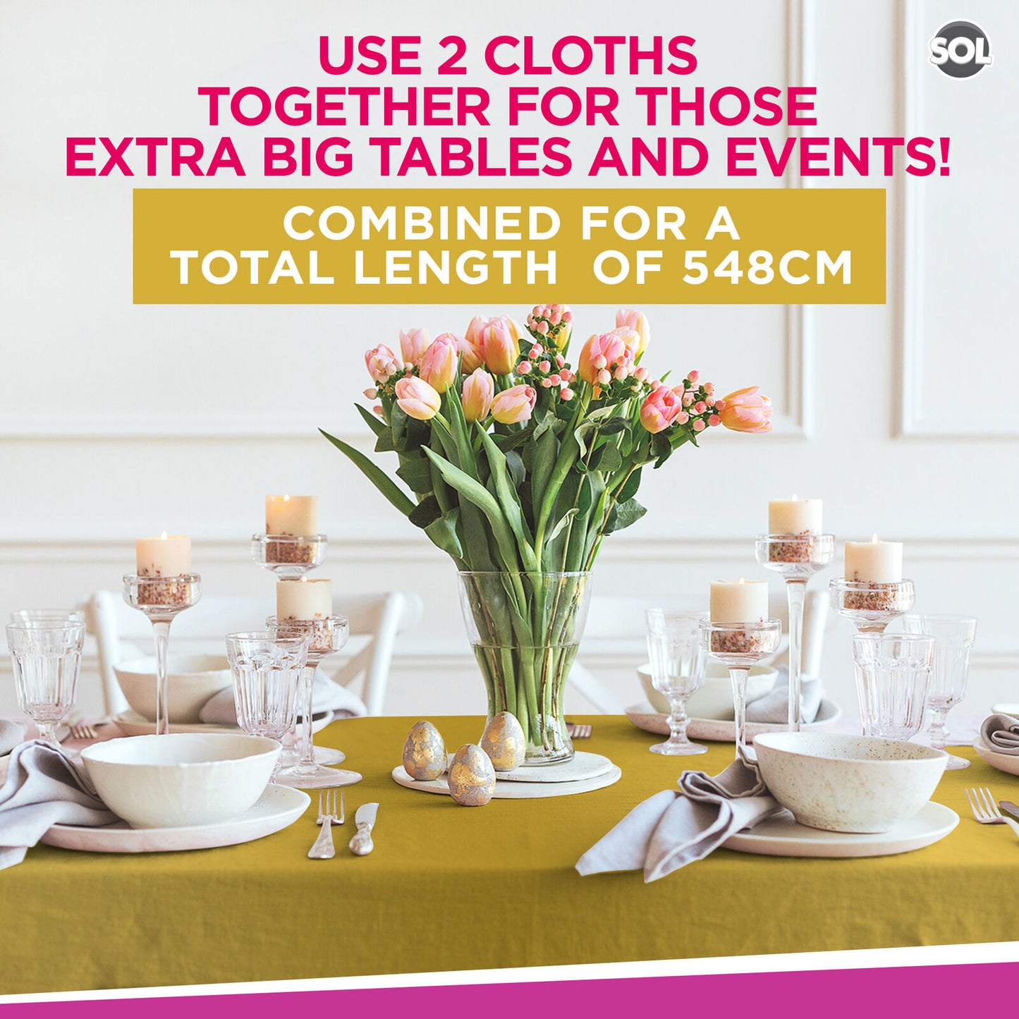 Plastic Table Cloth Covers Rectangular | Party Tableware | 2 Pack