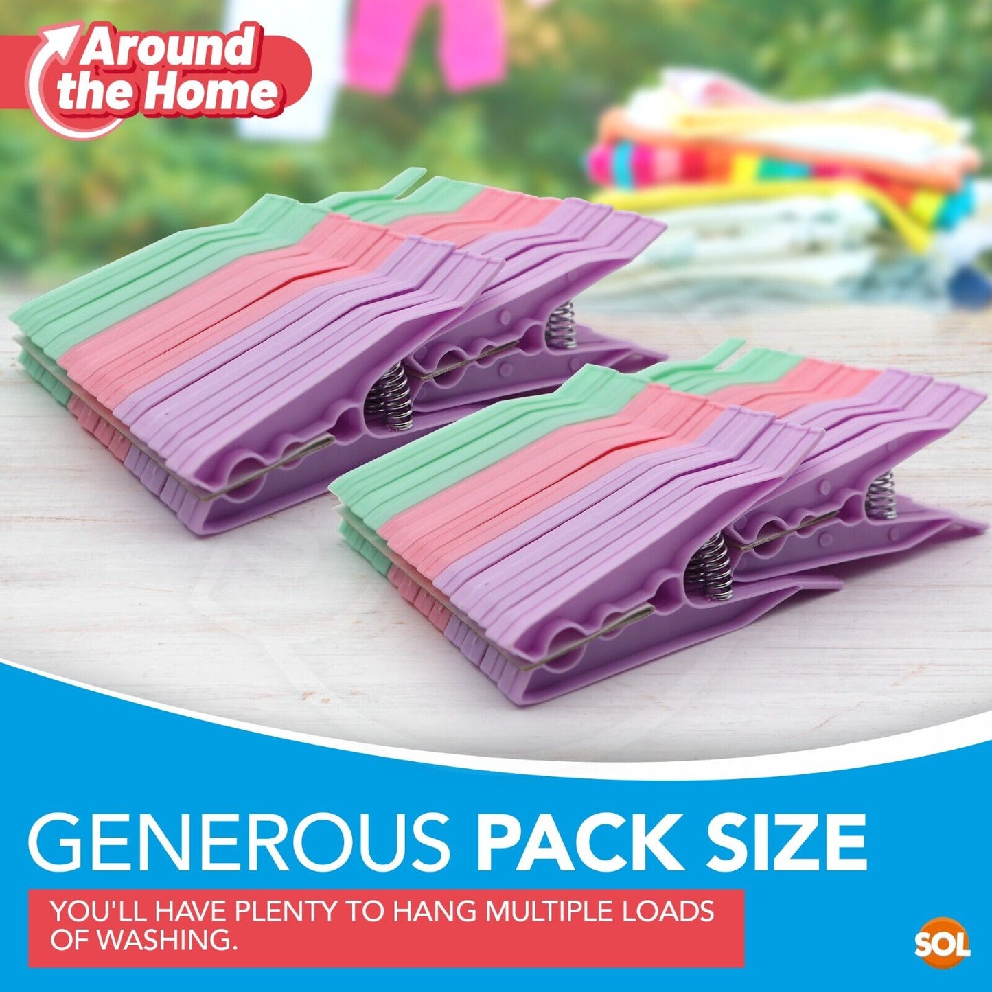 Jumbo Clothes Pegs Strong Plastic Washing Line Clips | 48 Pack