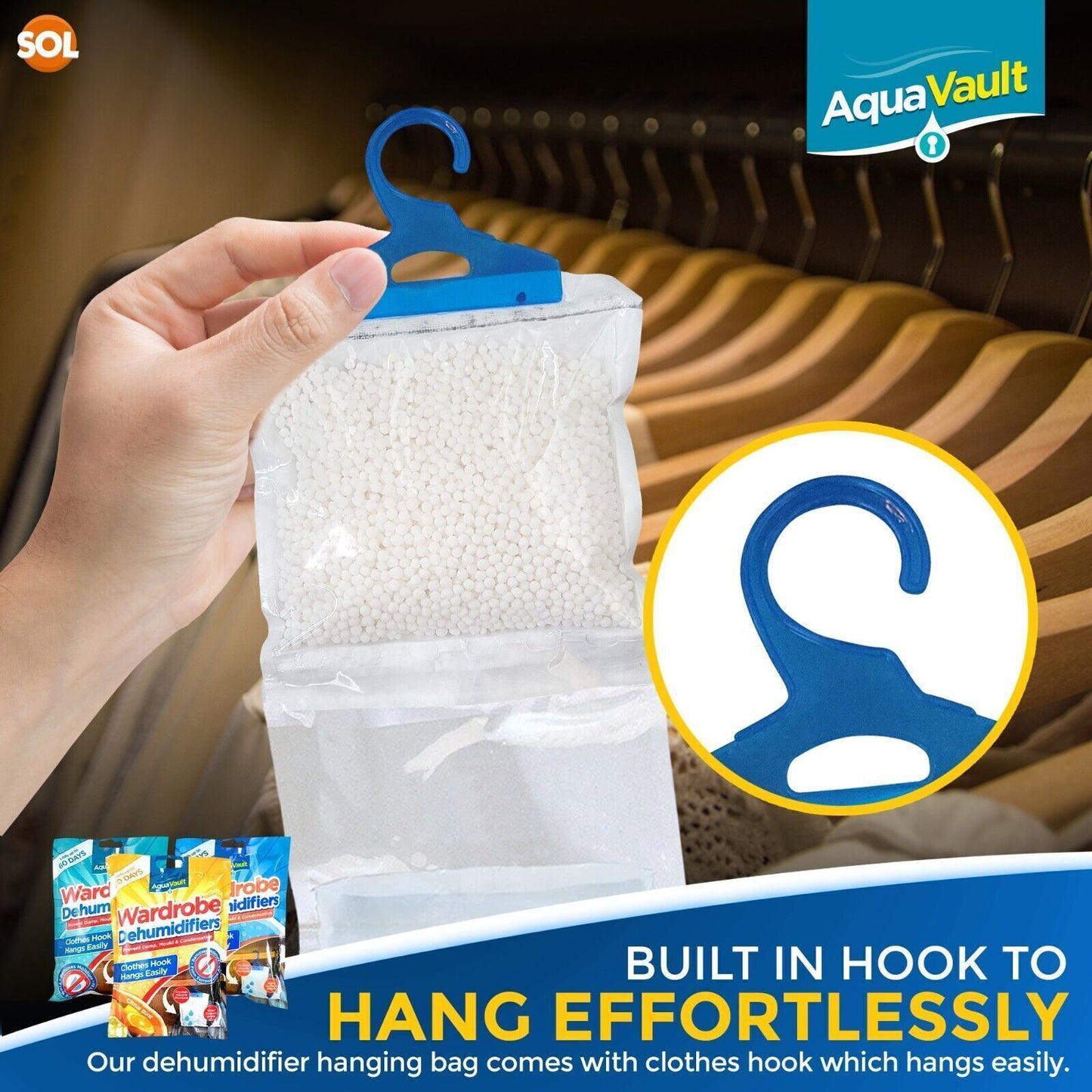 Hanging Wardrobe Dehumidifier Bags | Moisture & Mould Absorber