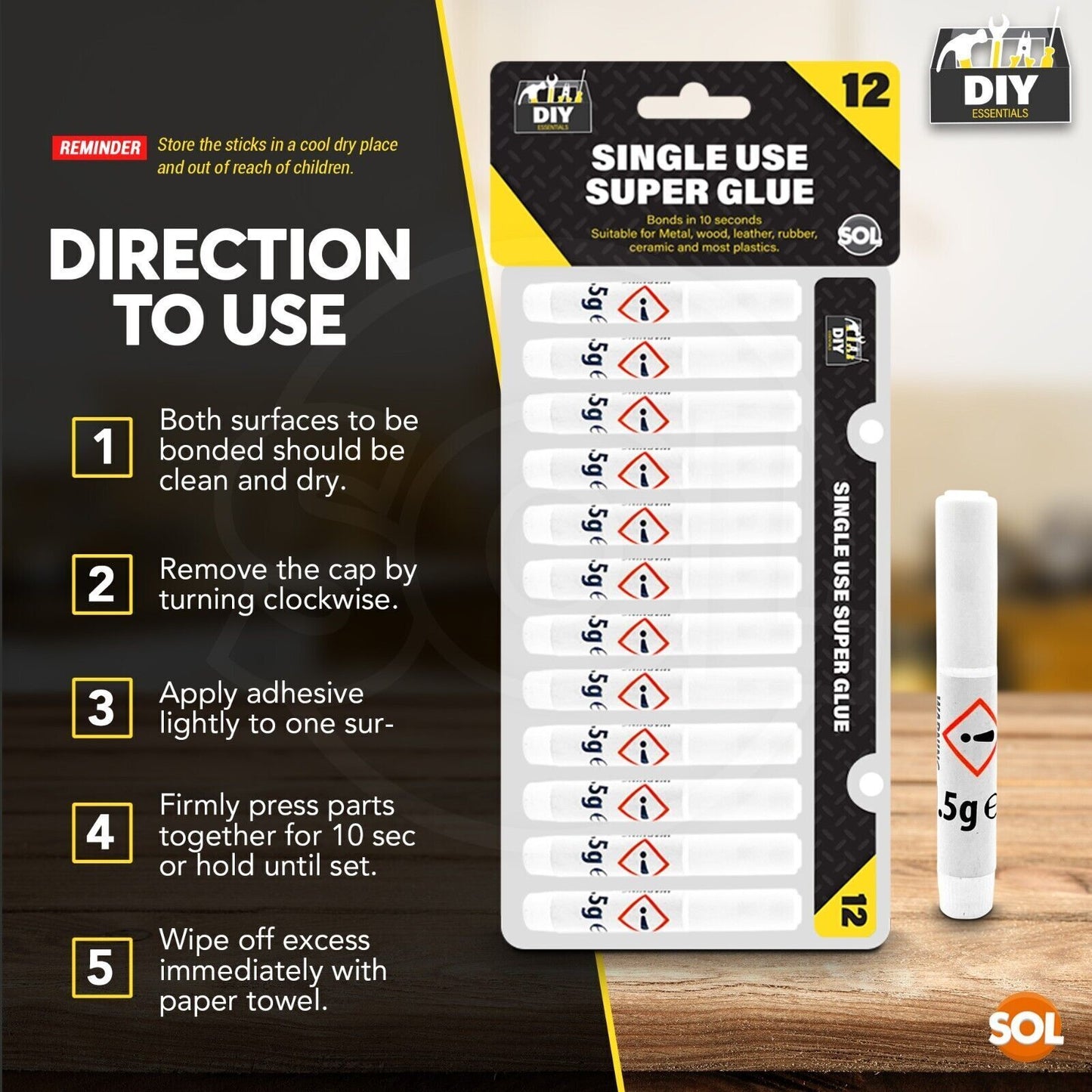 Super Glue | Extra Strong Adhesive for Plastic & Wood | 48 Pack