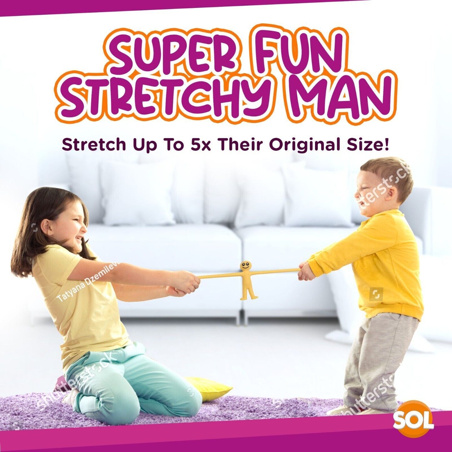 Yellow Stretchy Men | Party Bag Fillers Kids Fun Toys | 30 Pack