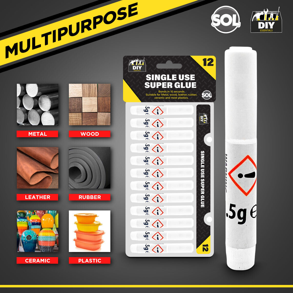 Super Glue | Extra Strong Adhesive for Plastic Rubber Wood | 24 Pack