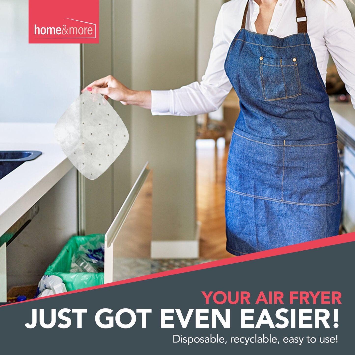 Perforated Air Fryer Liners Disposable Parchment Baking Paper 26cm Square | 100 Pack