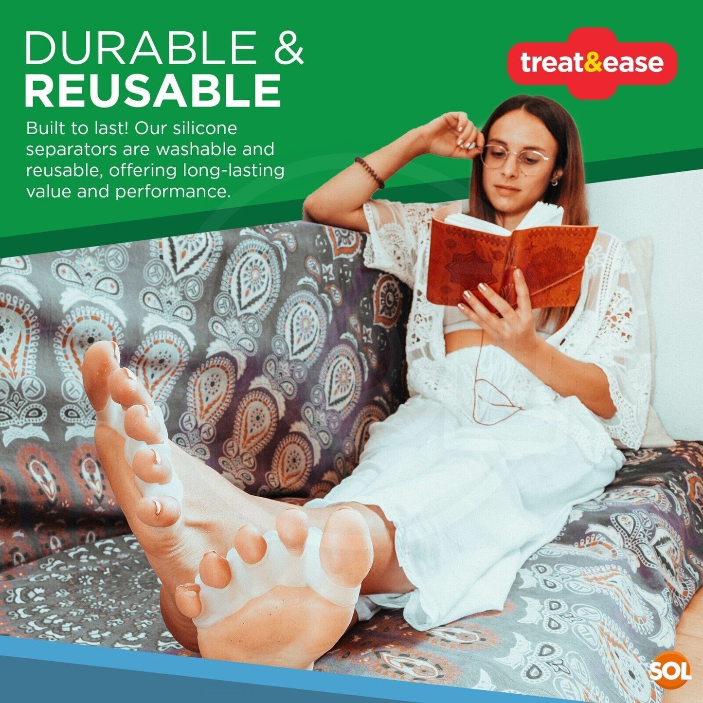 Silicone Toe Separator Gel Spreaders Straightener | 2 Pack