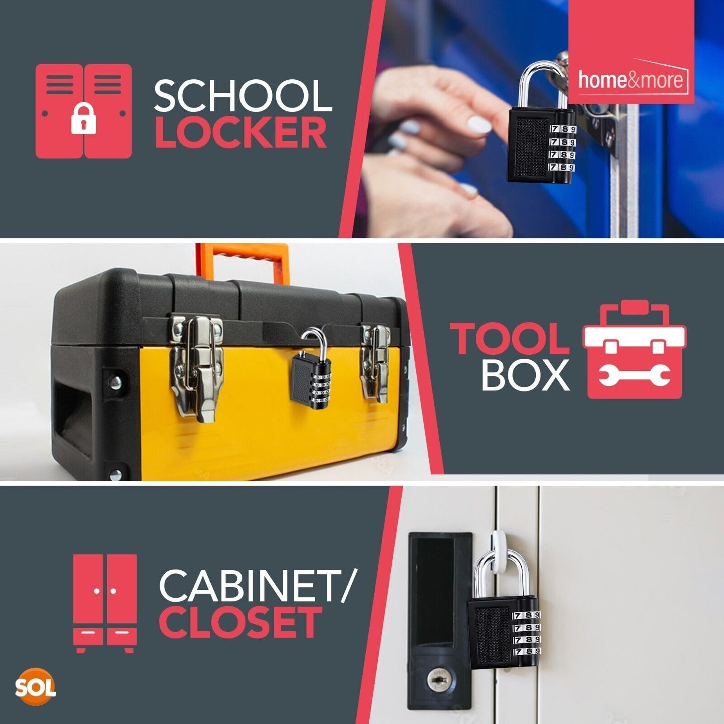 3pk-4pk Four Digit Combination Padlock Heavy Duty Outdoor Lock Gym Travel Luggage Locker