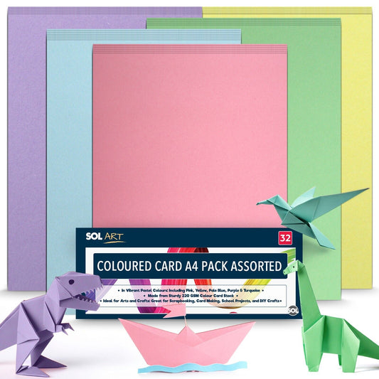 A4 220GSM Coloured Card Mixed Colours | 32 Sheets